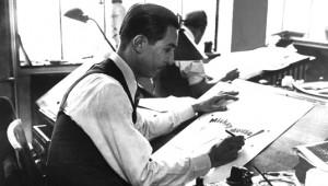 photo of Walt Disney drawing