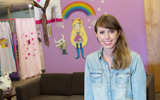 photo of Daron Nefcy in the Star vs. The Forces of Evil production office