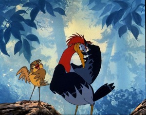 cel from animated The Fox and the Hound featuring sparrow and woodpecker characters