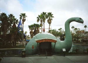 photo of huge dinosaur-shaped ice cream shop, Dinosaur Gertie’s Ice Cream of Extinction Shop