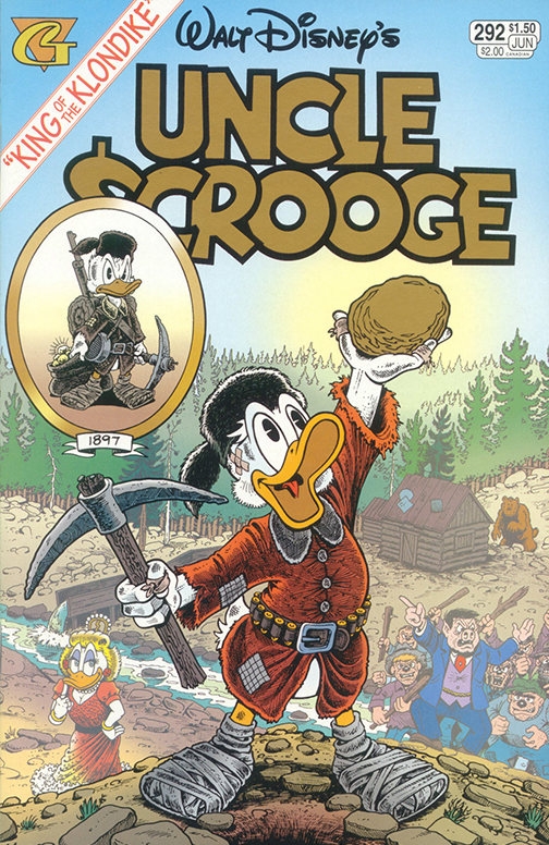 Modern fan-favorite Don Rosa is famed for The Life and Times of Scrooge McDuck, a subseries telling long-ago tales of our miser’s storied youth. Cover art from Uncle Scrooge 292 (1995), art by Rosa.