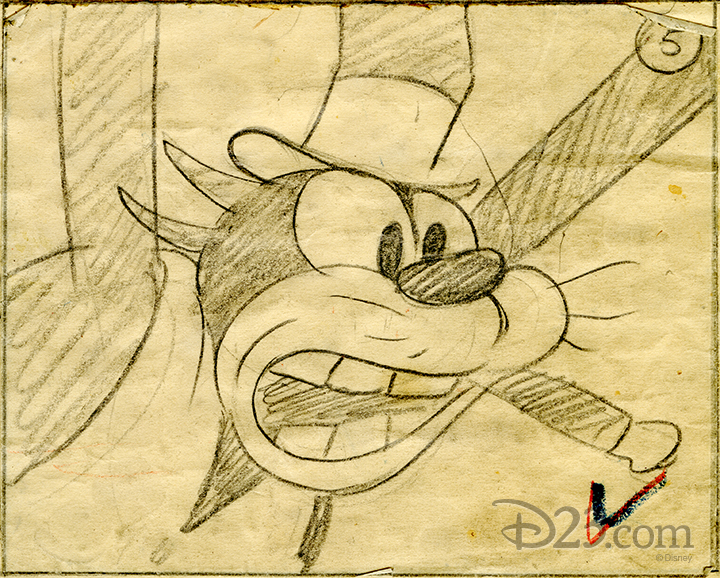 Storyboard sketch of Mickey Mouse nemesis Pete
