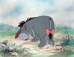 cel from Winnie the Pooh film featuring the donkey Eeyore.