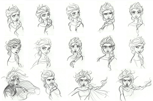 The different expressions and looks of Frozen character Elsa