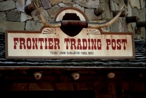 photo of entrance sign of Frontier Trading Post shop at Disneyland