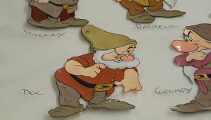 Close up of an animation cel from Snow White and the Seven Dwarfs