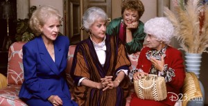 Rue McClanahan (Blanche Devereaux), Betty White (Rose Nyland), Bea Arthur (Dorothy Zbornak), and Estelle Getty (Sophia Petrillo) from The Golden Girls Television series
