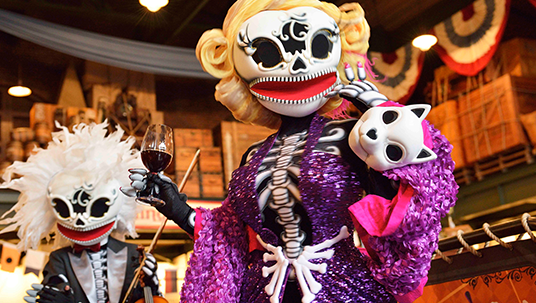Skeletons join in a Halloween carnival from different areas of Tokyo DisneySea