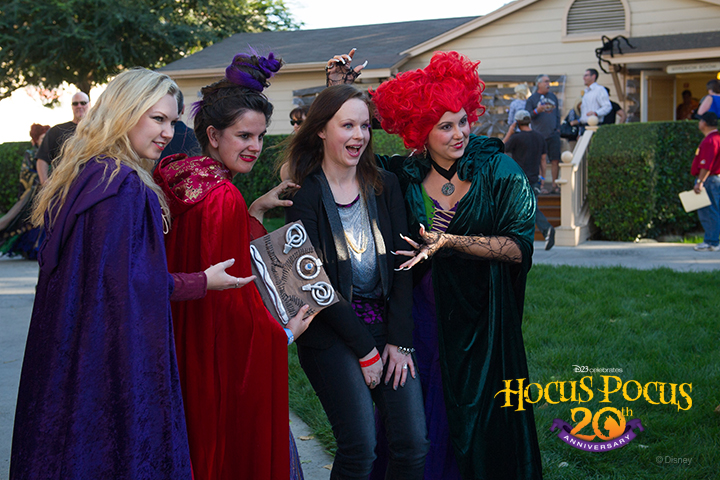 D23 Members, dressed as the Sanderson sisters, meet up with actress Thora Birch (Dani) on the Disney Studio Lot.