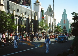 photo of parade on Hollywood Boulevard