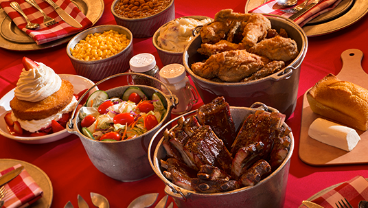 Hoop-Dee-Doo menu of all-you-care-to-eat buckets of ribs and chicken