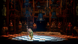 Performer as Quasimodo in the Hunchback of Notre Dame Musical event