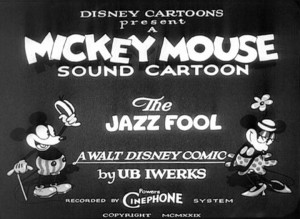 title card for black and white cartoon The Jazz Fool, featuring Mickey Mouse