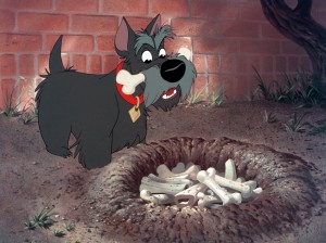 cel from animated feature Lady and the Tramp featuring terrier Jock