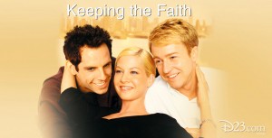 Poster for Touchstone Pictures/Spyglass Entertainment film Keeping the Faith (film) featuring Ben Stiller, Edward Norton and Jenna Elfman