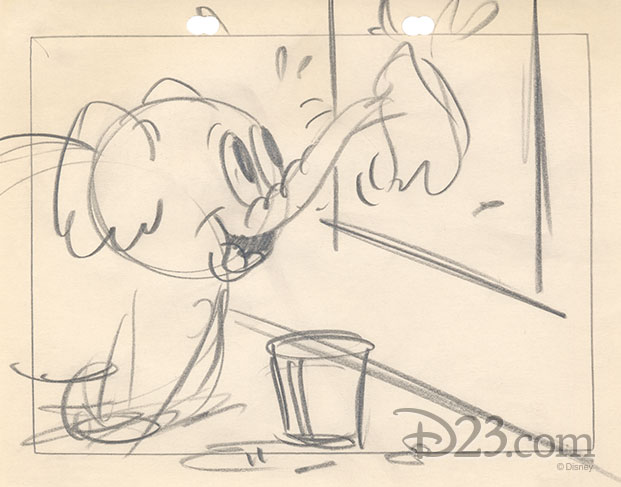 sketch of Bobo cleaning windows