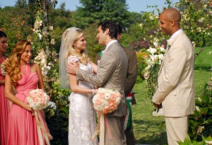 still of outdoor wedding scene from Lovestruck: The Musical television show