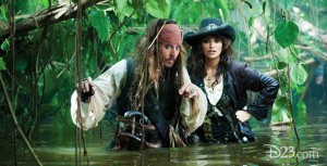Johnny Depp and Penelope Cruz in Pirates of the Caribbean on Stranger Tides