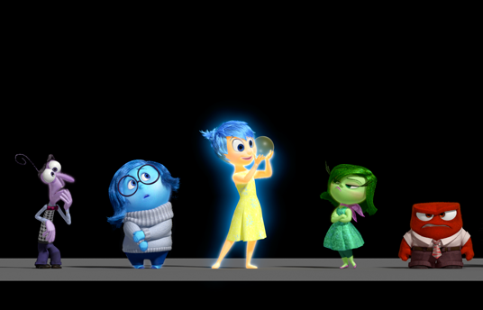 Inside Out characters Riley, Fear, Sadness, Disgust, and Anger