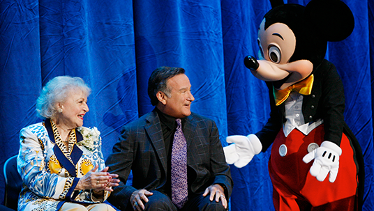 Photo of Robin Williams, Betty White and Mickey Mouse