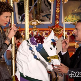 Emma Thompson and Tom Hanks as P.L. Travers and Walt Disney on King Arthur's Carrousel