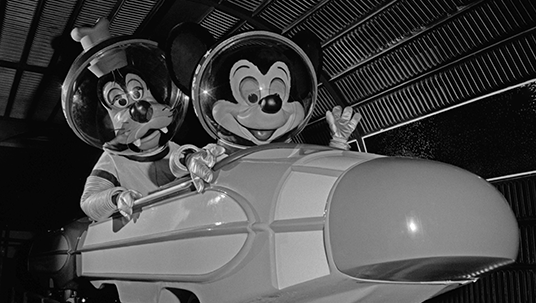 Goofy and Mickey Mouse at the Opening of Space Mountain