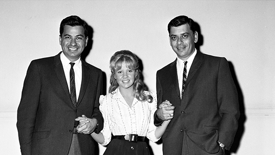 Richard and Robert Sherman flank Hayley Mills.