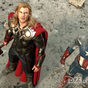 still showing Thor and Captain America from the movie The Avengers