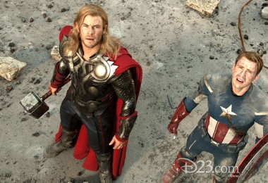 still showing Thor and Captain America from the movie The Avengers