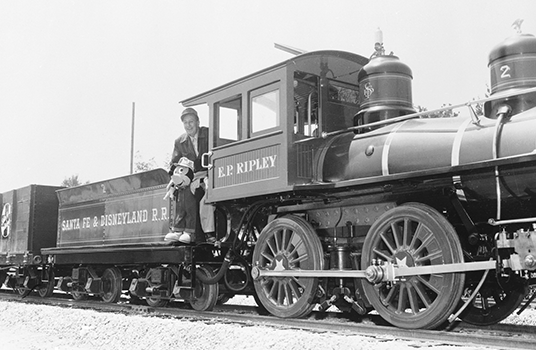 E.P. Ripley on the Disneyland Railroad in 1955.