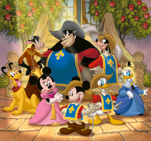 Animated cast of Disney film Mickey, Donald, and Goofy: The Three Musketeers