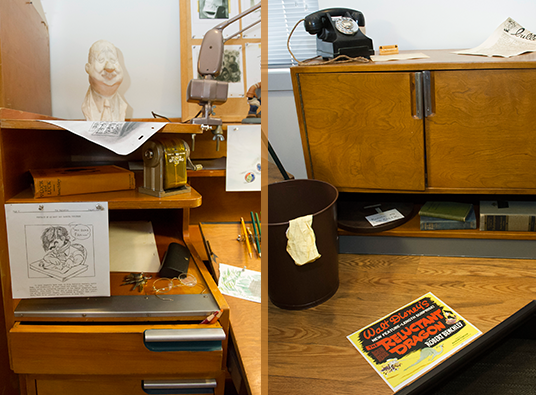 Animator's desk in the Walt Disney Archive Exhibit