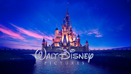 logo art for Walt Disney Pictures showing castle at sunset