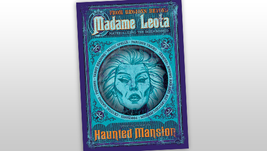 cover art of book Haunted Mansion - Madame Leota: Materializing the Disembodied showing illustration of a wispy-haired woman in a crystal ball