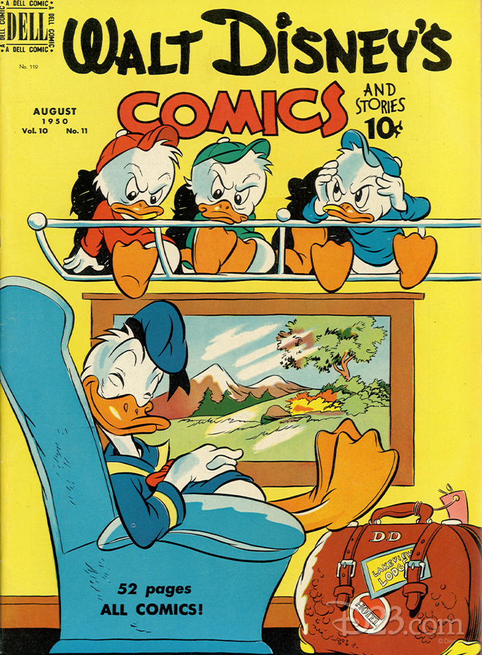 Cover of Walt Disney's Comics featuring Donald Duck and his nephews