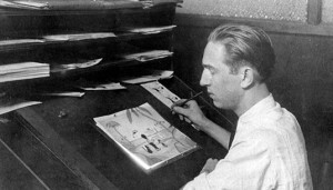 Walt Disney drawing early laugh-o-grams