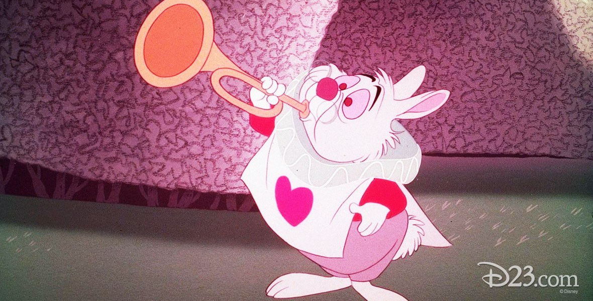 Photo of White Rabbit Flighty character chased by Alice in Alice in Wonderland