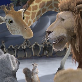 Disney film The Wild with Samson the lion, Bridget, a nearsighted, intellectual giraffe; her boyfriend Benny, a cheeky streetwise squirrel; and Larry, a boa constrictor