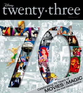 cover art of Disney Twenty-Three D23 Magazine featuring Disney Studios 70th Anniversary