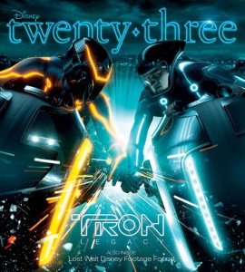 cover art of Disney Twenty-Three D23 Magazine featuring clashing characters from the movie Tron Legacy