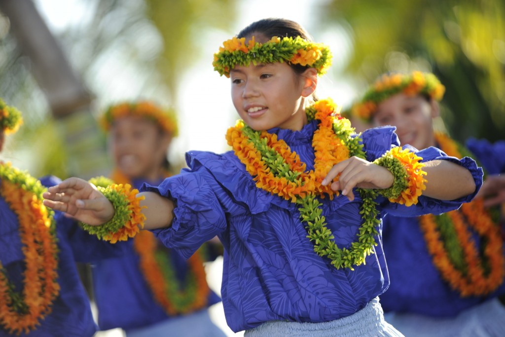 The Halau Hula Olana, a Keiki hula group on O'ahu, performs at the preview event for community leaders as part of the opening of Aulani, a Disney Resort & Spa. The children's hula group also participates in the Queen Lili'uokalani Keiki Hula Competition, which allows children to share their achievements in hula while learning about Lili'uokalani, the last reigning monarch of the Hawaiian Islands, along with learning about Hawai'i's history. As part of the opening of Aulani, and Disney's community gift to Hawai'i, Aulani will support the 37th annual competition in 2012.