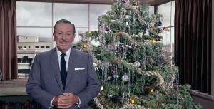 Walt Disney with a Christmas tree