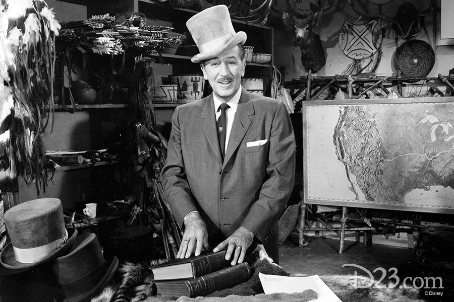 Walt Disney wearing a top hat during a television lead-in.