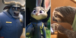 Bogo, Judy, and Flash from Zootopia