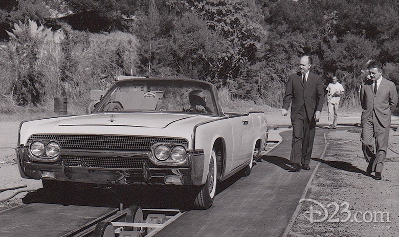 Bob Gurr testing a ride vehicle