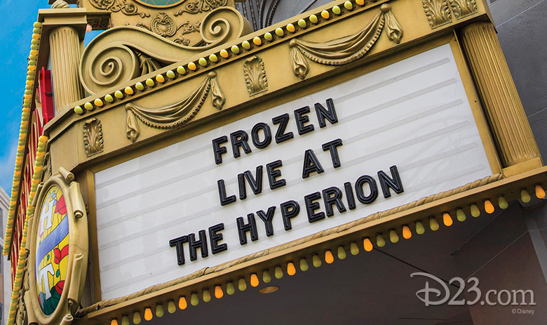 Frozen marquee at the Hyperion Theater