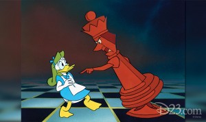 Donald dressed as Alice in Wonderland