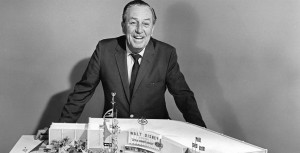 Walt Disney with the it's a small world model