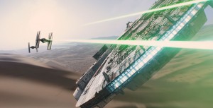 Millennium Falcon versus Tie Fighters