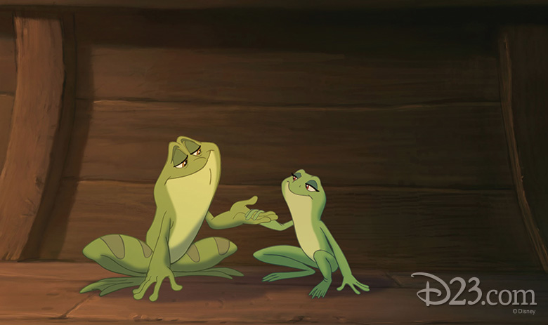 Naveen and Tiana as frogs